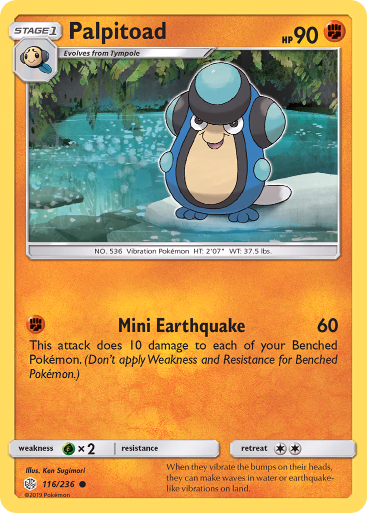 Palpitoad Pokemon card (116/236, Cosmic Eclipse)
