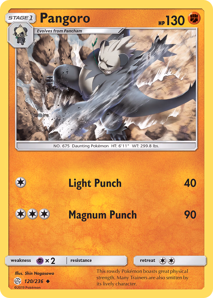 Pangoro Pokemon card (120/236, Cosmic Eclipse)