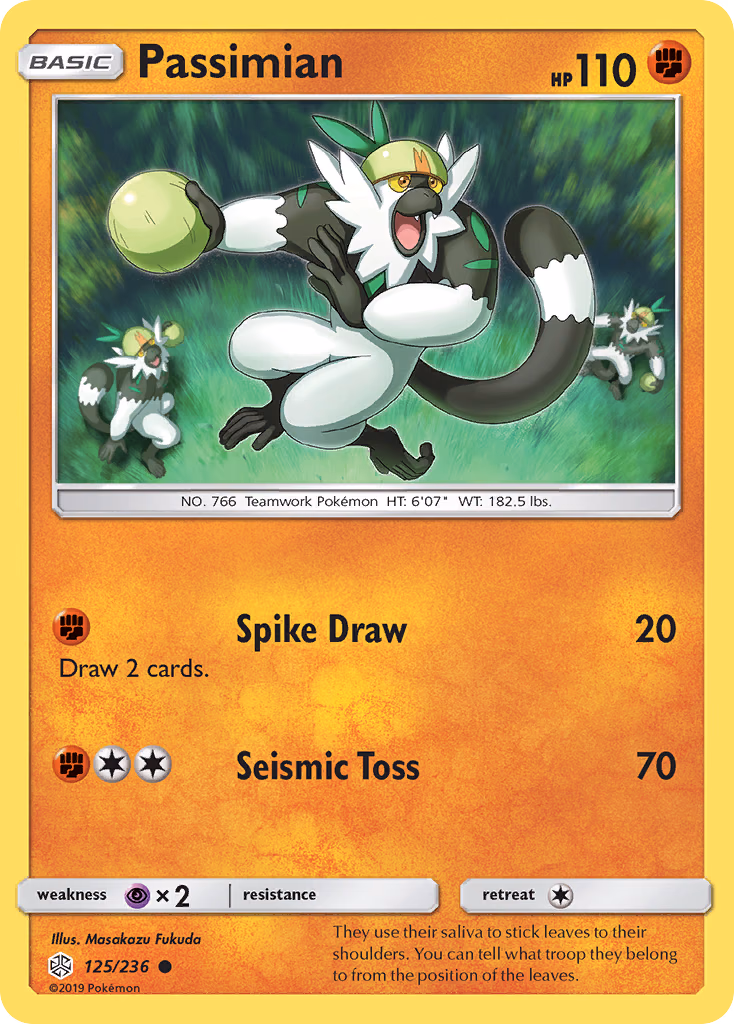 Passimian Pokemon card (125/236, Cosmic Eclipse)