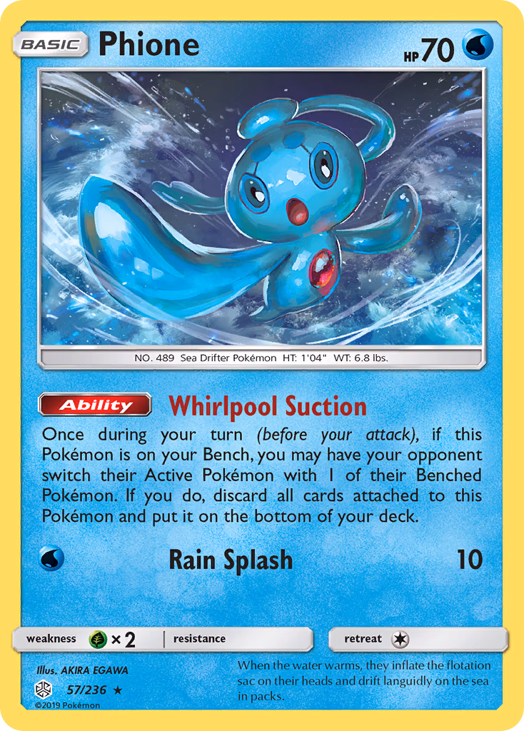 Phione Pokemon card (57/236, Cosmic Eclipse)