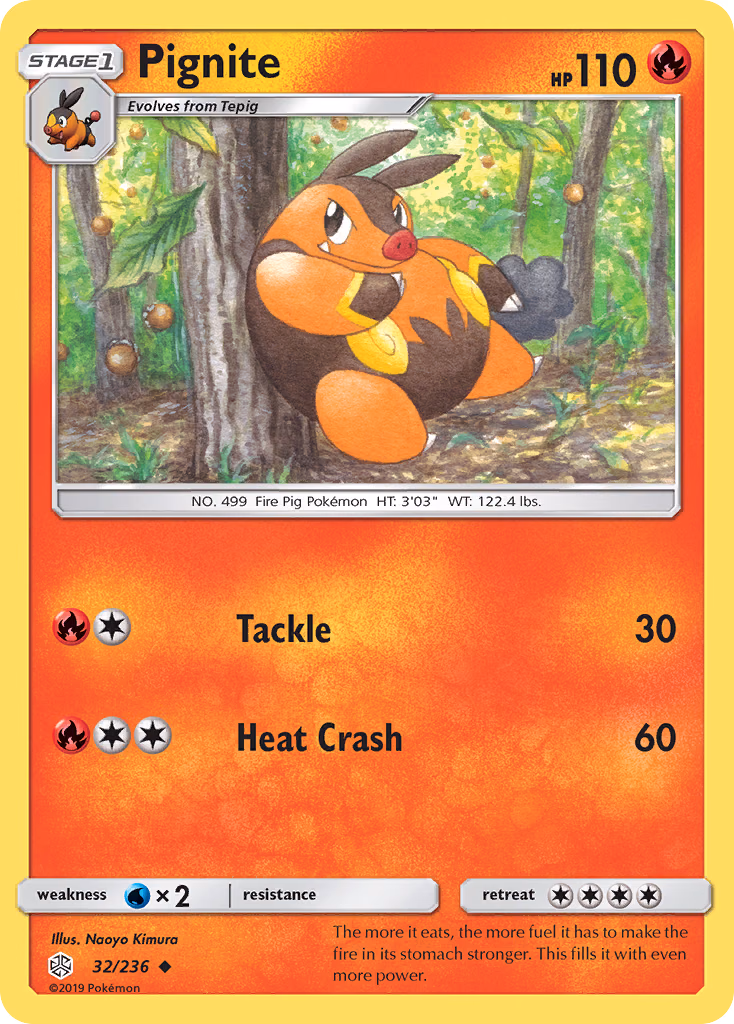 Pignite Pokemon card (32/236, Cosmic Eclipse)