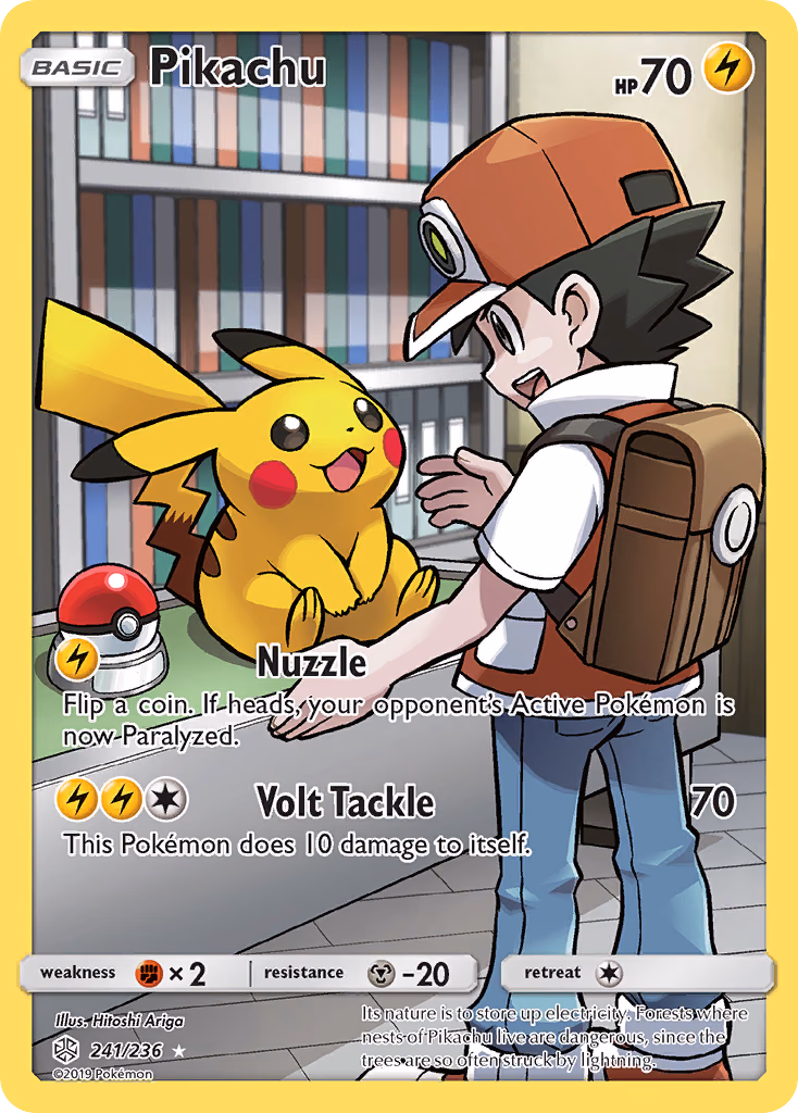 Pikachu Pokemon card (241/236, Cosmic Eclipse)