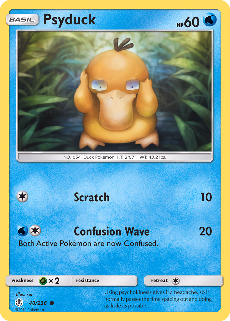 Psyduck Pokemon card (40/236, Cosmic Eclipse)