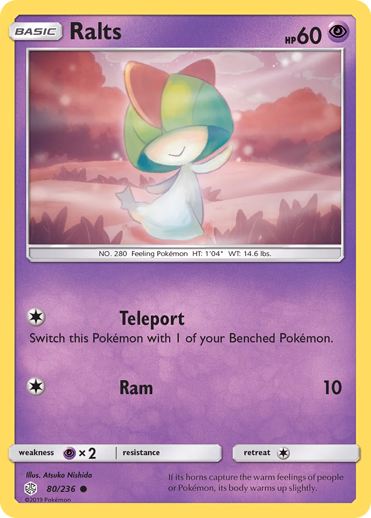 Ralts Pokemon card (80/236, Cosmic Eclipse)