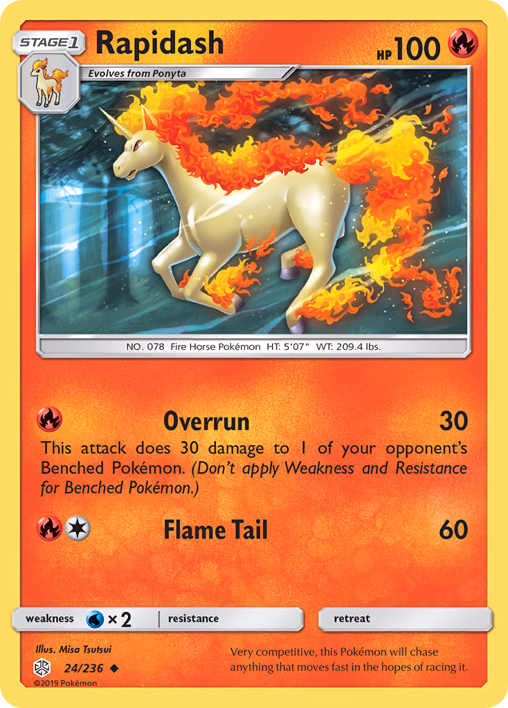 Rapidash Pokemon card (24/236, Cosmic Eclipse)