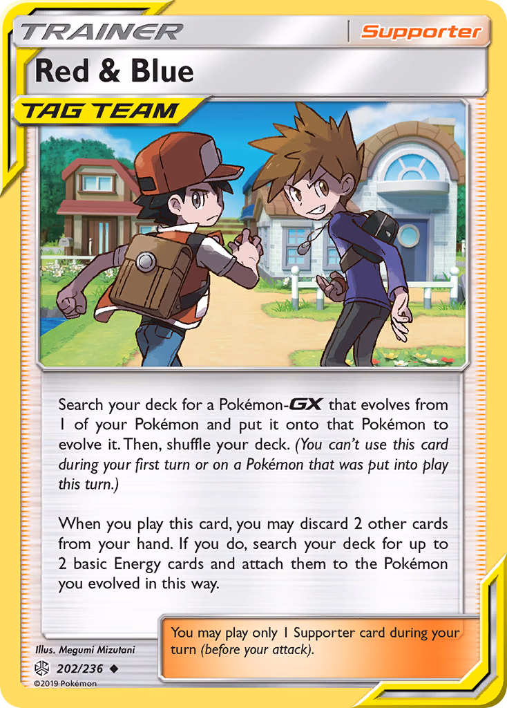 Red & Blue Pokemon card (202/236, Cosmic Eclipse)