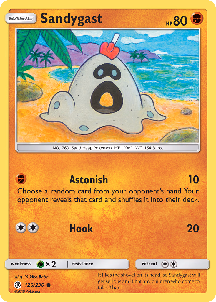 Sandygast Pokemon card (126/236, Cosmic Eclipse)