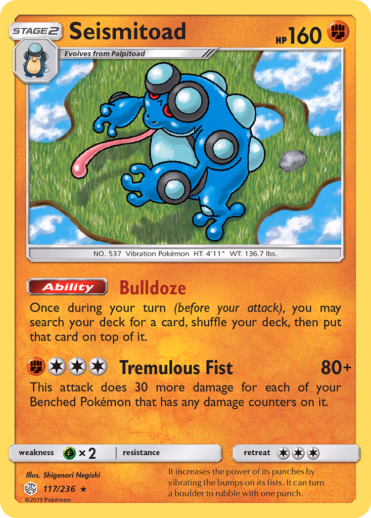 Seismitoad Pokemon card (117/236, Cosmic Eclipse)