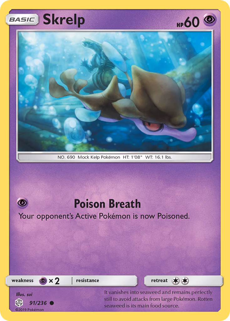 Skrelp Pokemon card (91/236, Cosmic Eclipse)