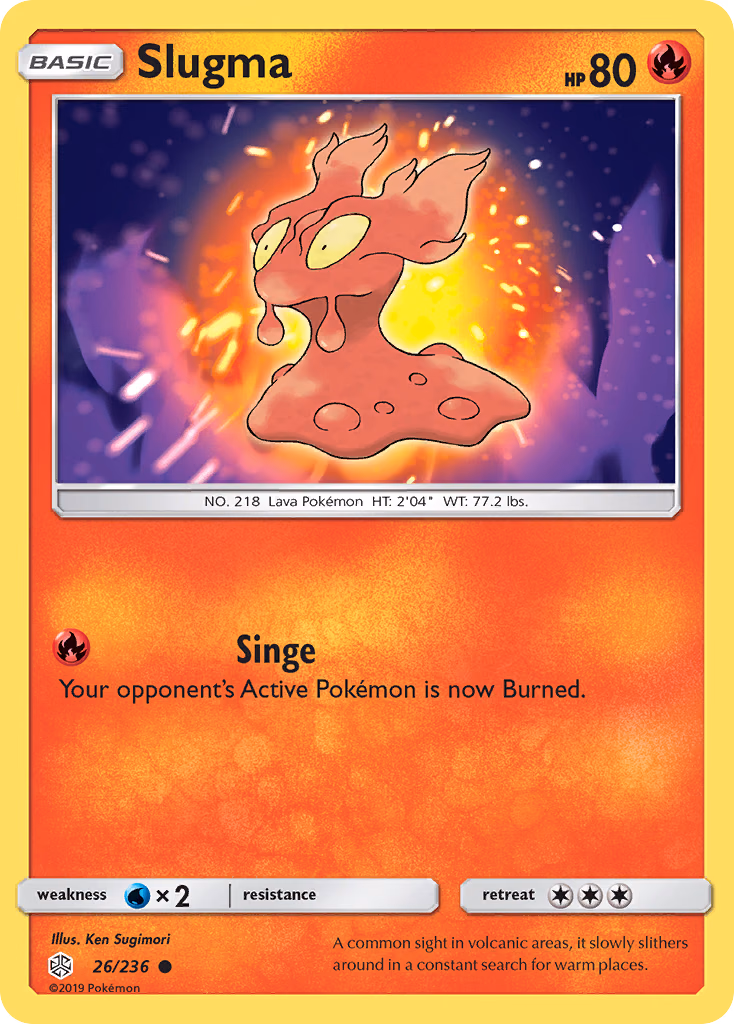 Slugma Pokemon card (26/236, Cosmic Eclipse)