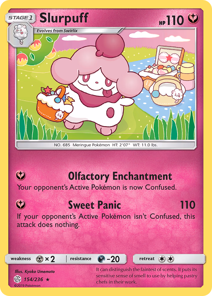 Slurpuff Pokemon card (154/236, Cosmic Eclipse)