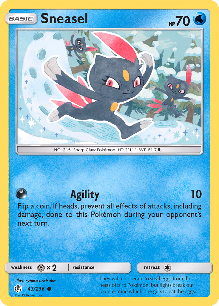 Sneasel Pokemon card (43/236, Cosmic Eclipse)