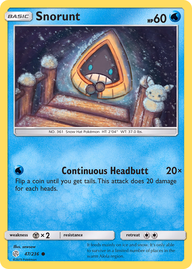 Snorunt Pokemon card (47/236, Cosmic Eclipse)