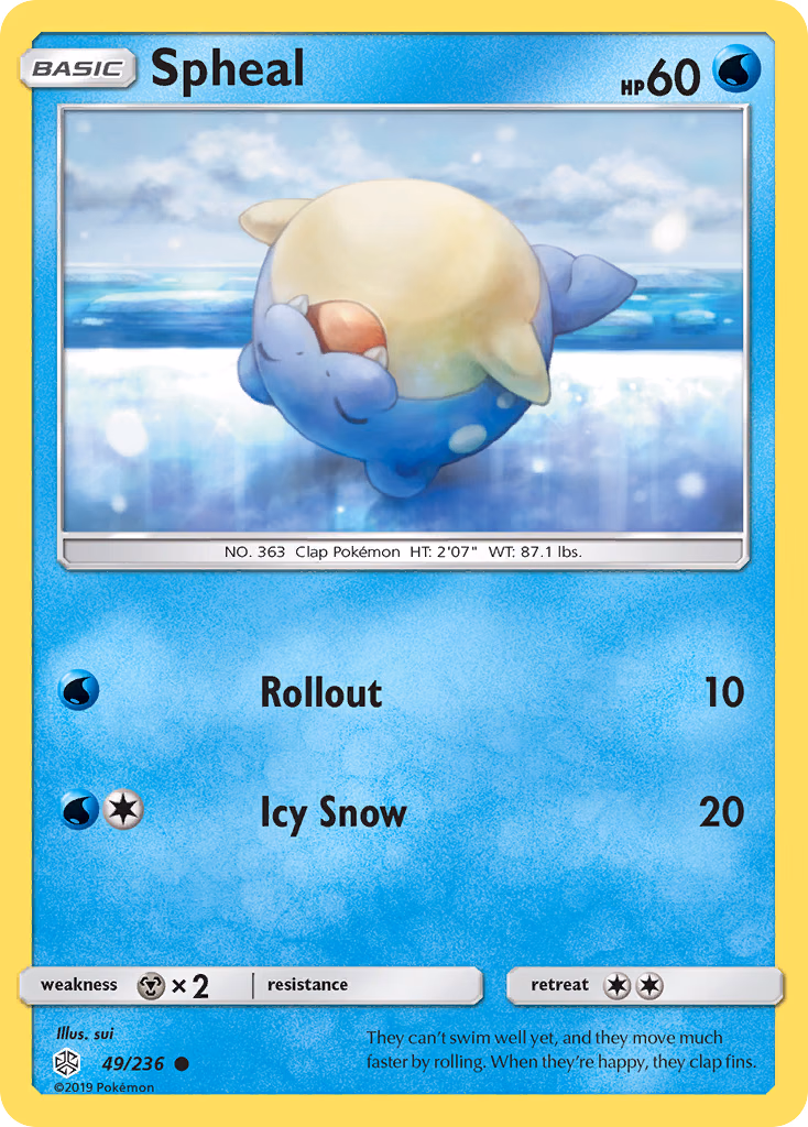 Spheal Pokemon card (49/236, Cosmic Eclipse)