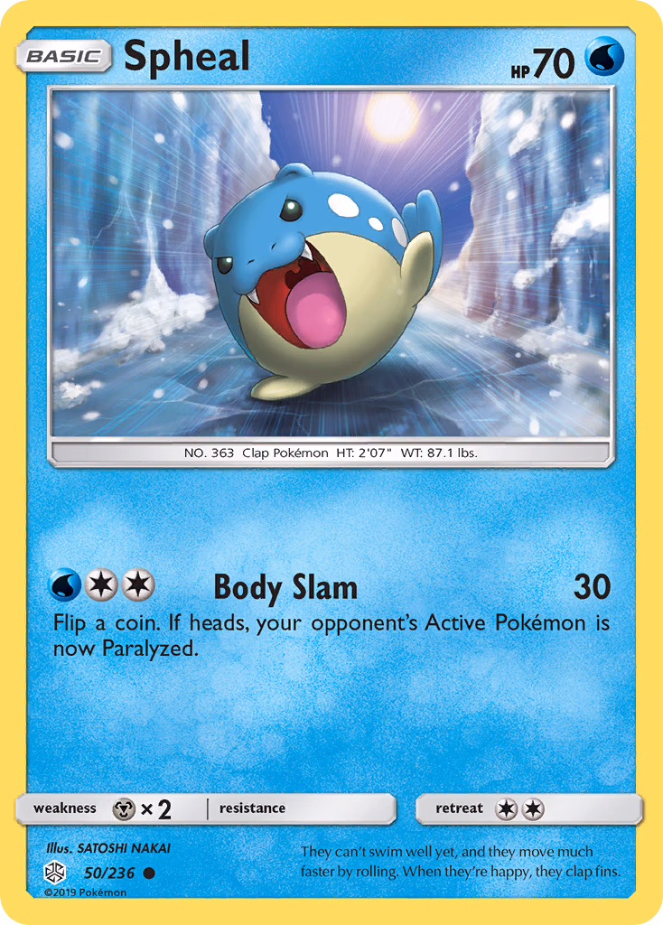 Spheal Pokemon card (50/236, Cosmic Eclipse)