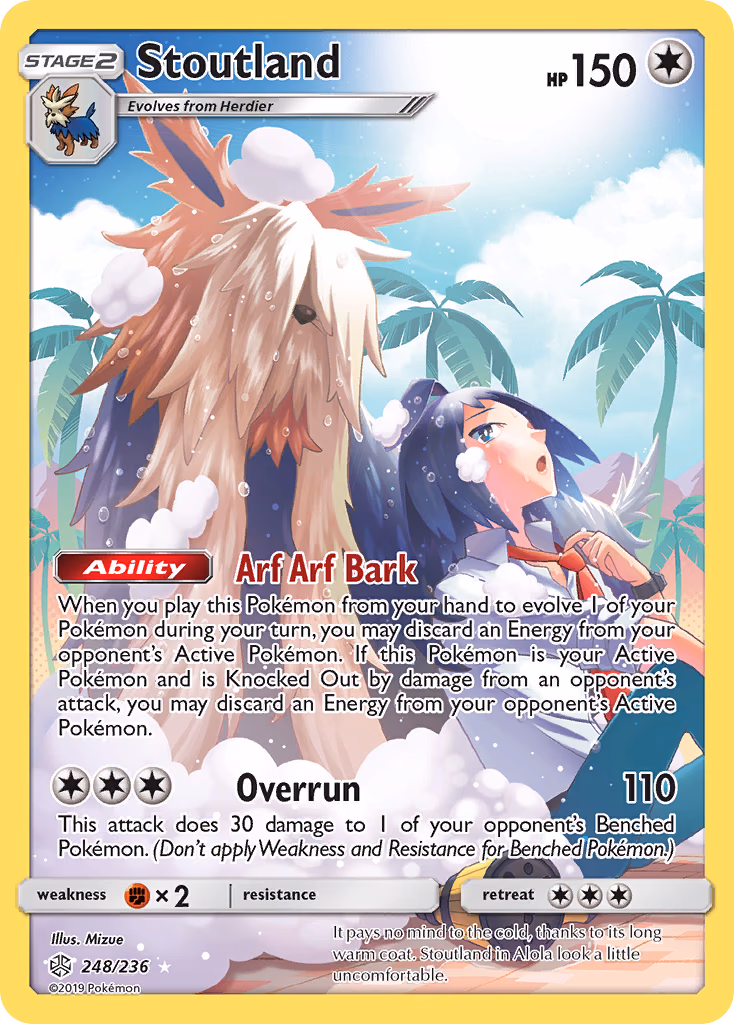 Stoutland Pokemon card (248/236, Cosmic Eclipse)