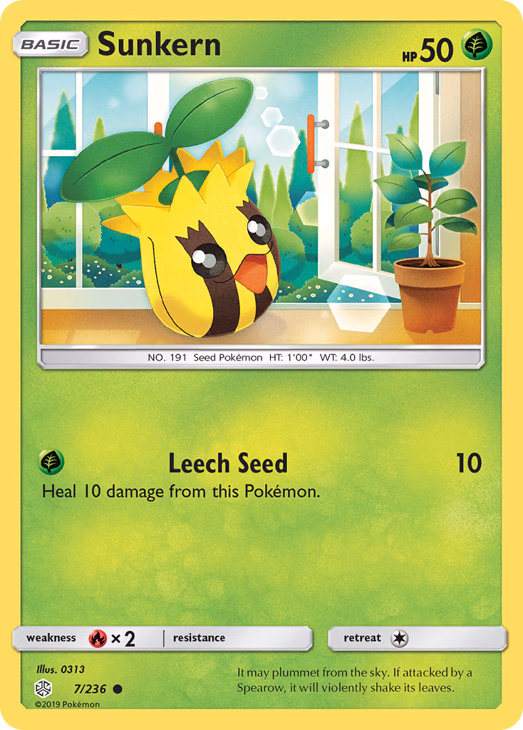 Sunkern Pokemon card (7/236, Cosmic Eclipse)