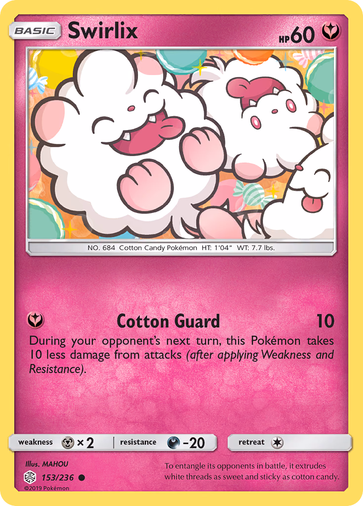 Swirlix Pokemon card (153/236, Cosmic Eclipse)