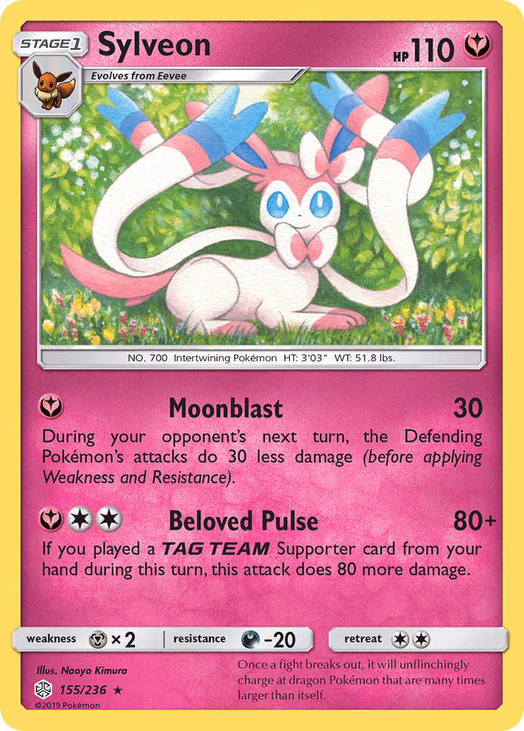 Sylveon Pokemon card (155/236, Cosmic Eclipse)