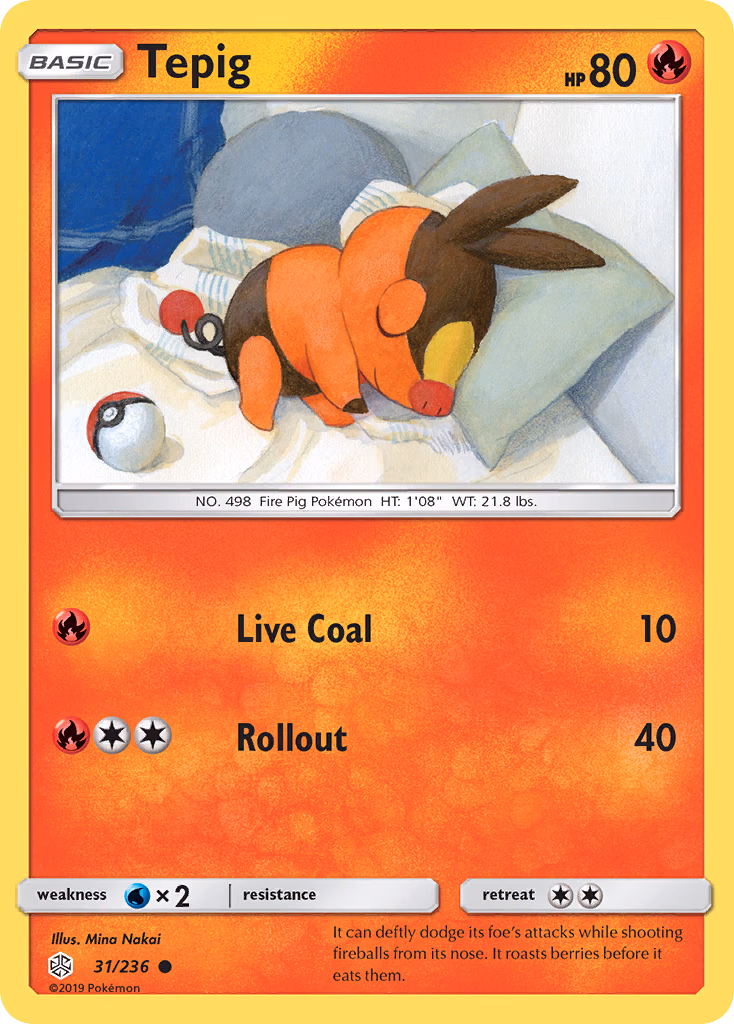 Tepig Pokemon card (31/236, Cosmic Eclipse)