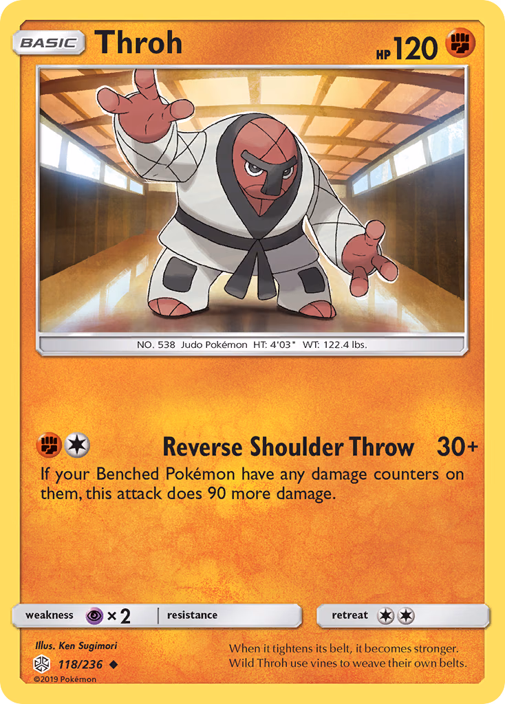 Throh Pokemon card (118/236, Cosmic Eclipse)
