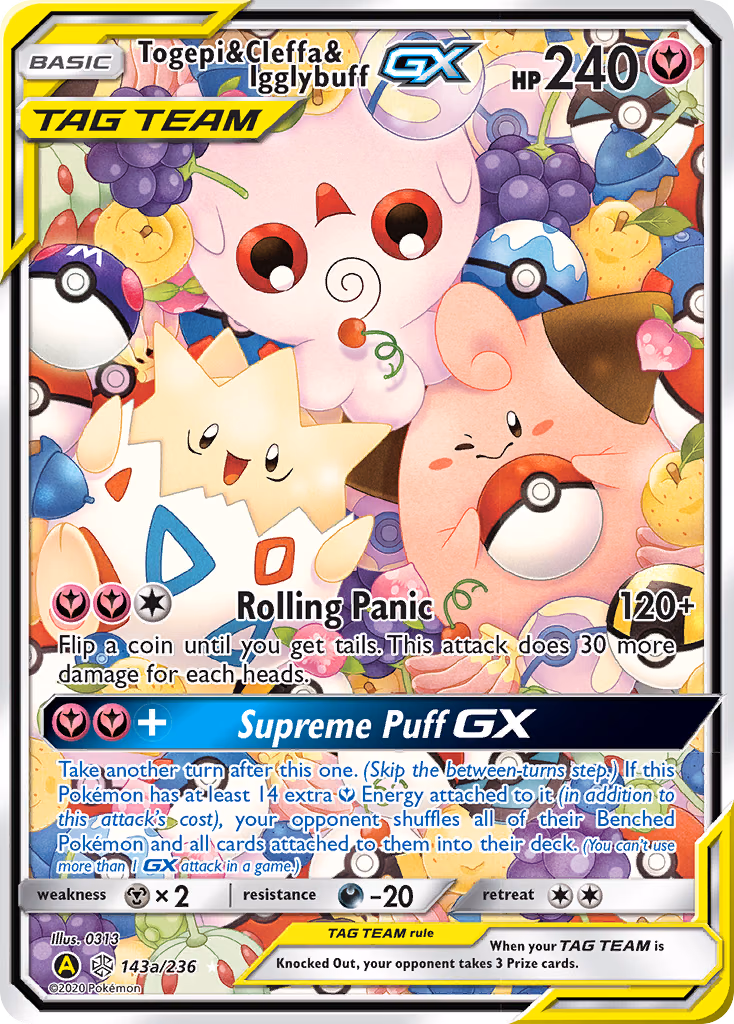 Togepi & Cleffa & Igglybuff-GX Pokemon card (143a/236, Cosmic Eclipse)