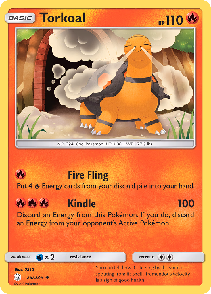 Torkoal Pokemon card (29/236, Cosmic Eclipse)