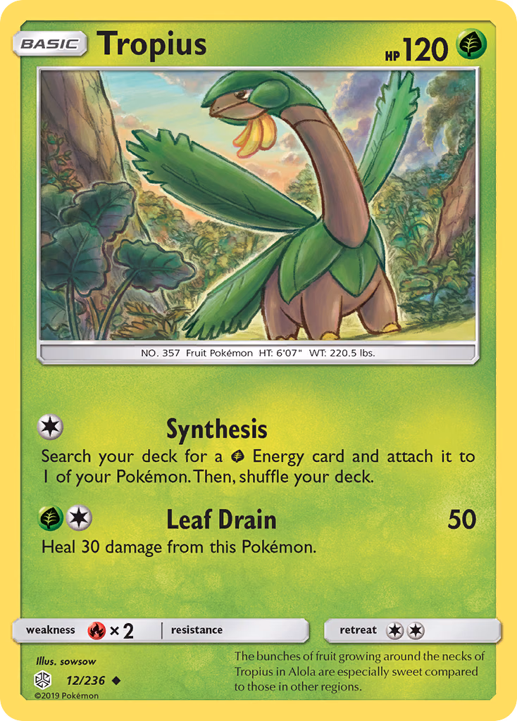 Tropius Pokemon card (12/236, Cosmic Eclipse)