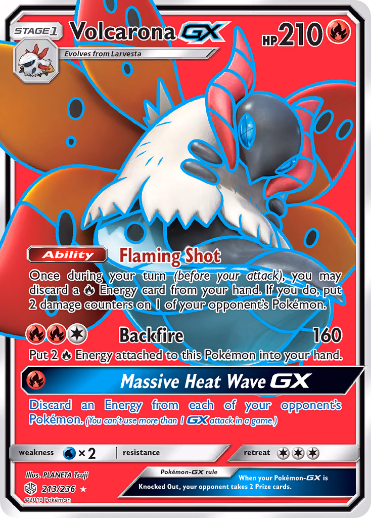 Volcarona-GX Pokemon card (213/236, Cosmic Eclipse)