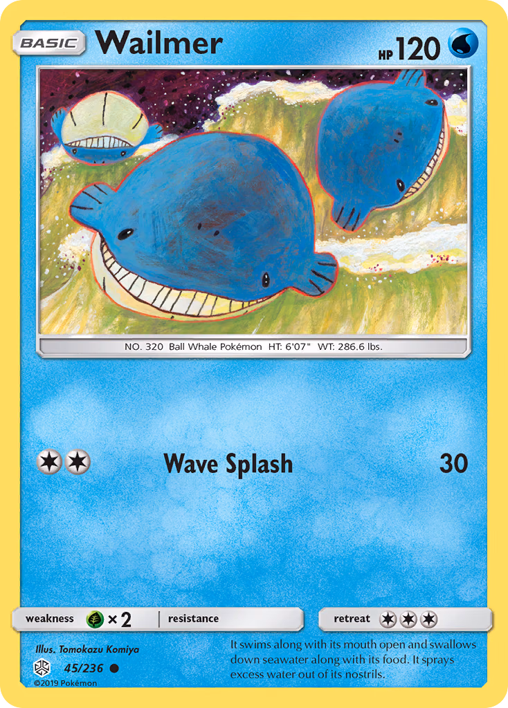 Wailmer Pokemon card (45/236, Cosmic Eclipse)