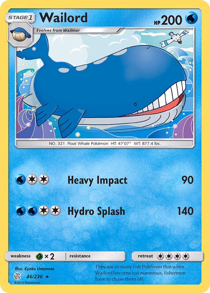 Wailord Pokemon card (46/236, Cosmic Eclipse)