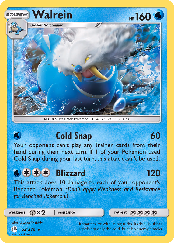 Walrein Pokemon card (52/236, Cosmic Eclipse)