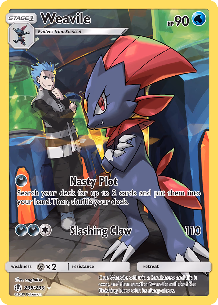 Weavile Pokemon card (238/236, Cosmic Eclipse)