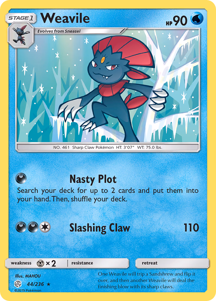 Weavile Pokemon card (44/236, Cosmic Eclipse)