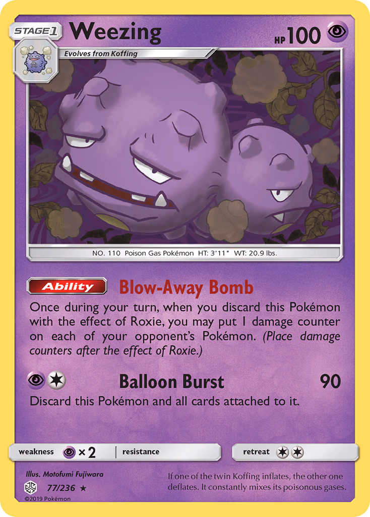 Weezing Pokemon card (77/236, Cosmic Eclipse)