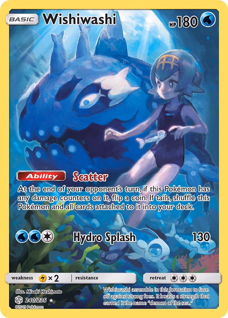 Wishiwashi Pokemon card (240/236, Cosmic Eclipse)