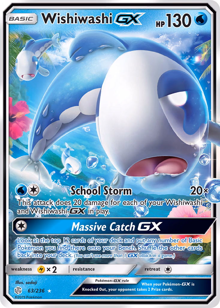 Wishiwashi-GX Pokemon card (63/236, Cosmic Eclipse)
