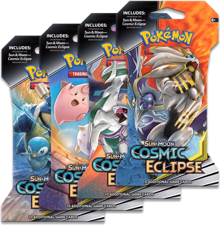 Pokemon Cosmic Eclipse Sleeved Booster Pack Art Bundle [Set of 4]