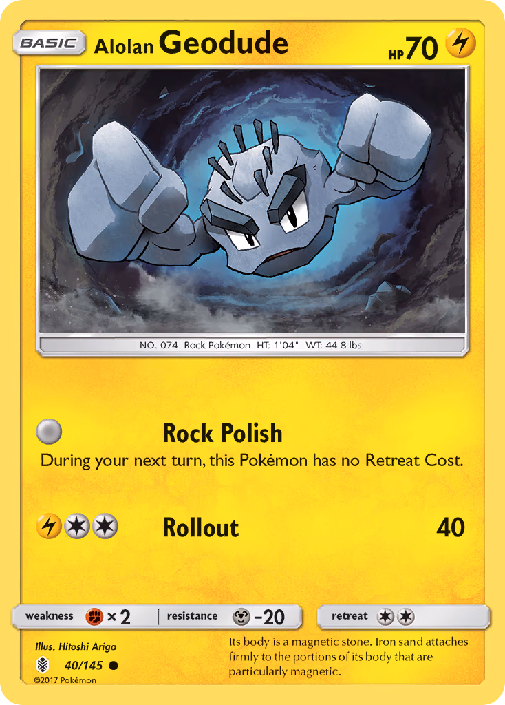 Alolan Geodude Pokemon card (40/145, Guardians Rising)