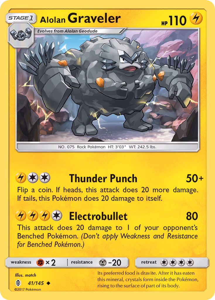 Alolan Graveler Pokemon card (41/145, Guardians Rising)