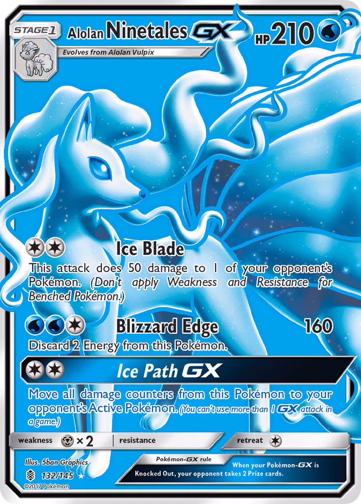 Alolan Ninetales-GX Pokemon card (132/145, Guardians Rising)