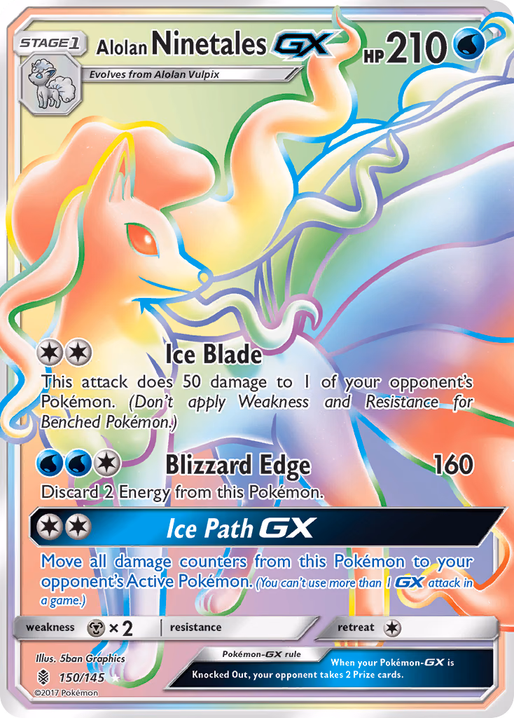 Alolan Ninetales-GX Pokemon card (150/145, Guardians Rising)