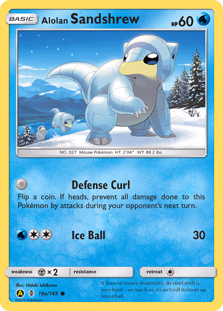 Alolan Sandshrew Pokemon card (19a/145, Guardians Rising)