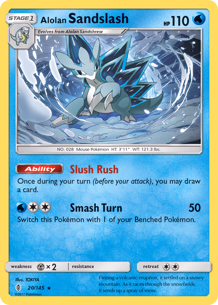 Alolan Sandslash Pokemon card (20/145, Guardians Rising)