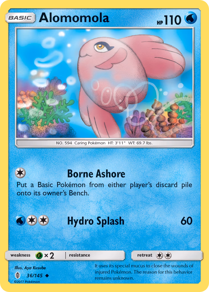 Alomomola Pokemon card (36/145, Guardians Rising)