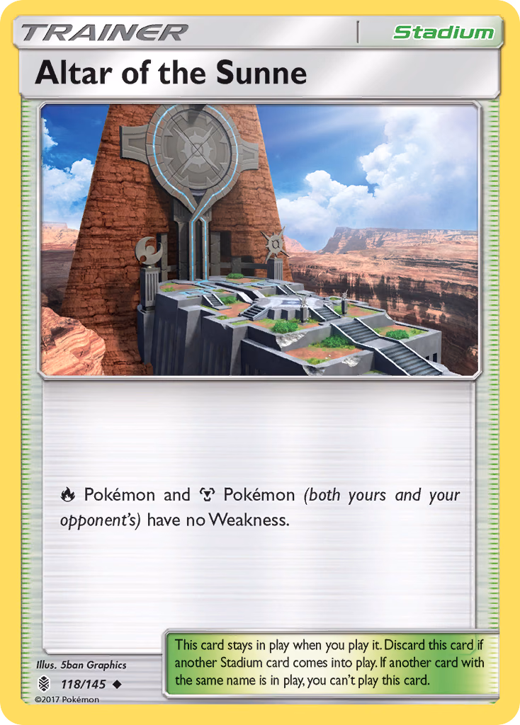 Altar of the Sunne Pokemon card (118/145, Guardians Rising)