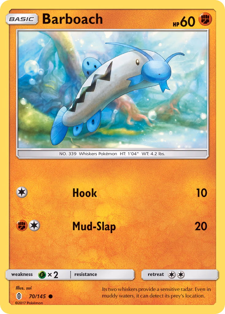 Barboach Pokemon card (70/145, Guardians Rising)