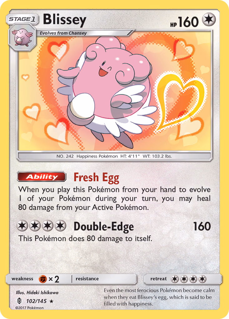 Blissey Pokemon card (102/145, Guardians Rising)