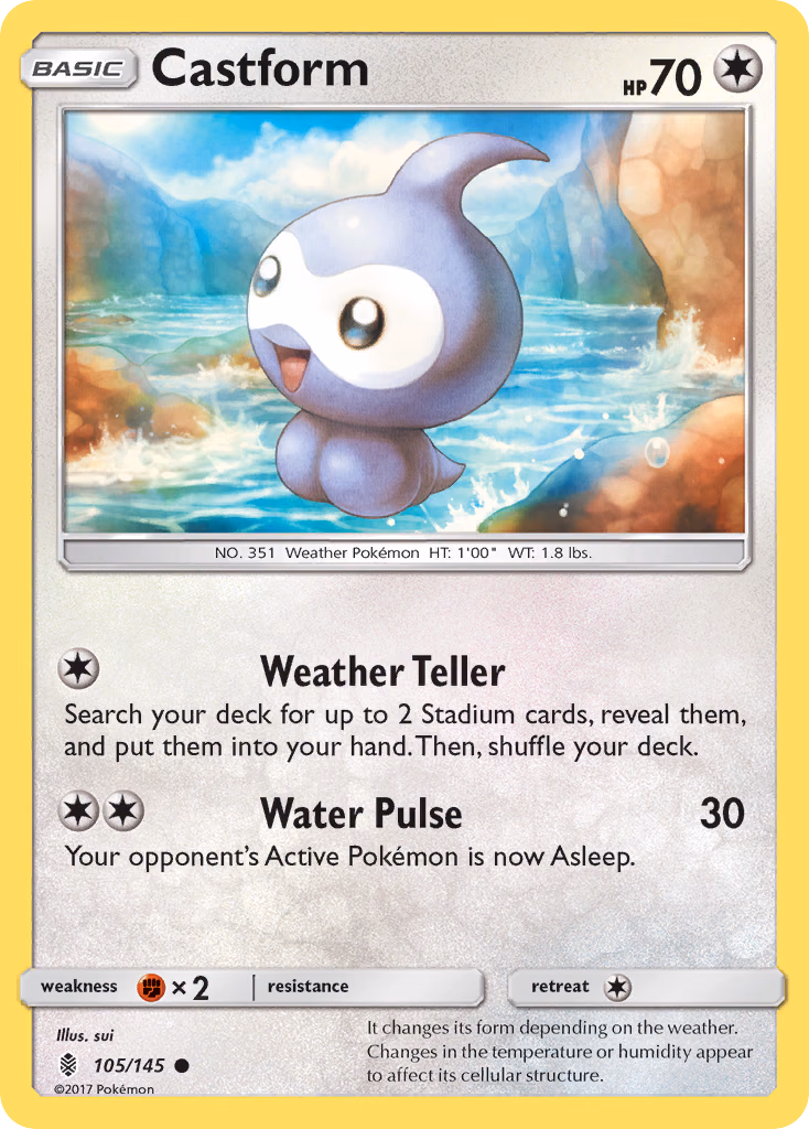 Castform Pokemon card (105/145, Guardians Rising)