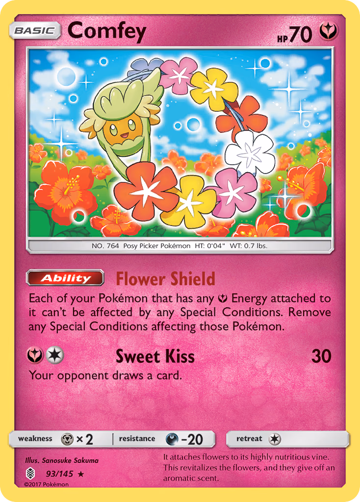 Comfey Pokemon card (93/145, Guardians Rising)